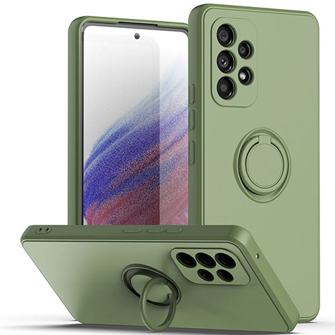 Custodia Silicone Ultra Sottile Morbida Cover con Magnetico Anello Supporto QW1 per Samsung Galaxy A53 5G Verde Militare