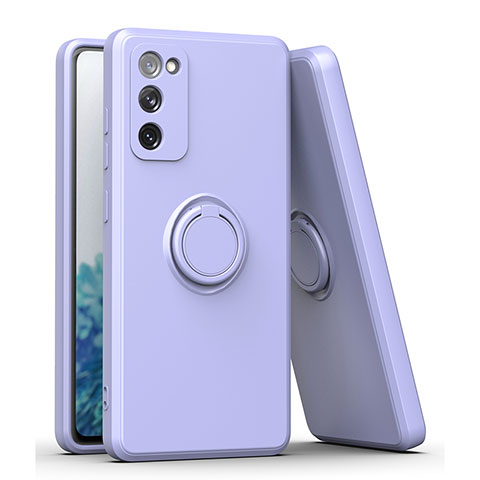 Custodia Silicone Ultra Sottile Morbida Cover con Magnetico Anello Supporto QW1 per Samsung Galaxy S20 FE 4G Grigio Lavanda