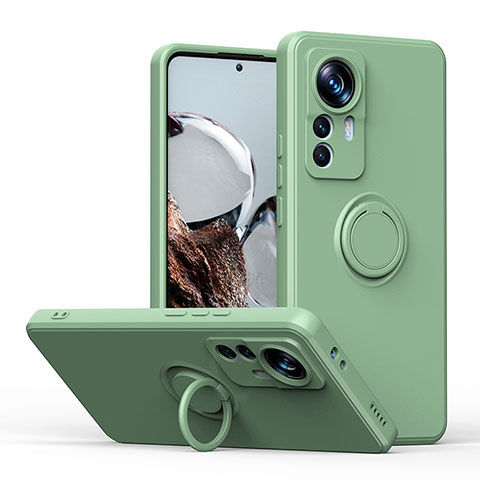 Custodia Silicone Ultra Sottile Morbida Cover con Magnetico Anello Supporto QW1 per Xiaomi Mi 12T 5G Verde Militare