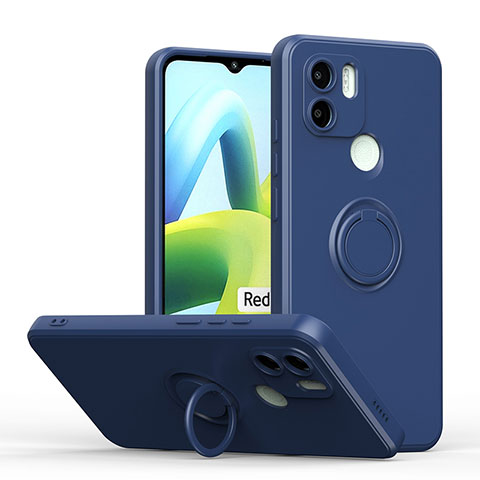 Custodia Silicone Ultra Sottile Morbida Cover con Magnetico Anello Supporto QW1 per Xiaomi Redmi A2 Blu