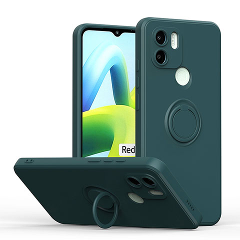 Custodia Silicone Ultra Sottile Morbida Cover con Magnetico Anello Supporto QW1 per Xiaomi Redmi A2 Verde Notte