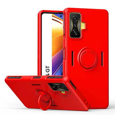 Custodia Silicone Ultra Sottile Morbida Cover con Magnetico Anello Supporto QW1 per Xiaomi Redmi K50 Gaming 5G Rosso