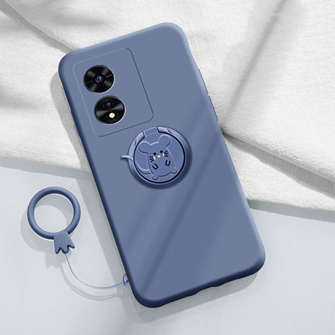 Custodia Silicone Ultra Sottile Morbida Cover con Magnetico Anello Supporto S01 per Huawei Honor X5 Plus Grigio Lavanda