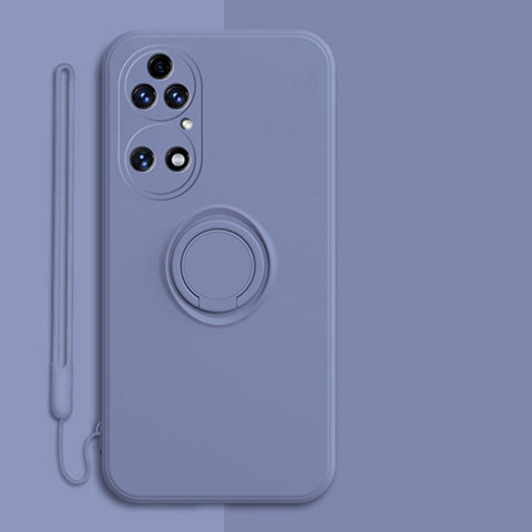 Custodia Silicone Ultra Sottile Morbida Cover con Magnetico Anello Supporto S01 per Huawei P50e Grigio Lavanda