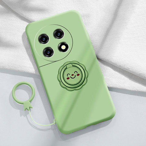 Custodia Silicone Ultra Sottile Morbida Cover con Magnetico Anello Supporto S01 per OnePlus Ace 2 5G Verde