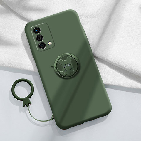 Custodia Silicone Ultra Sottile Morbida Cover con Magnetico Anello Supporto S01 per Oppo K9 5G Verde Notte