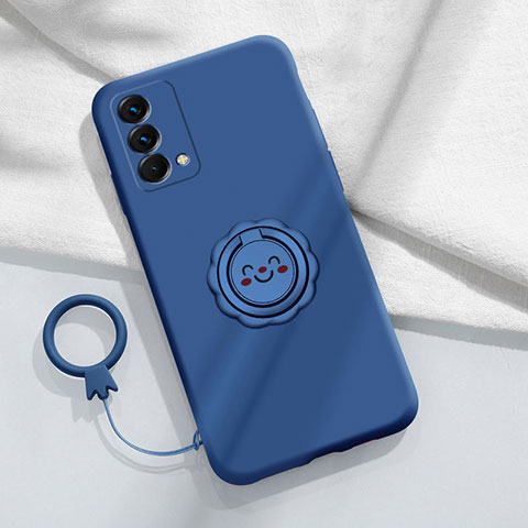 Custodia Silicone Ultra Sottile Morbida Cover con Magnetico Anello Supporto S01 per Realme GT Master 5G Blu