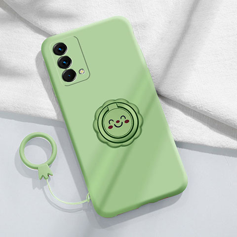 Custodia Silicone Ultra Sottile Morbida Cover con Magnetico Anello Supporto S01 per Realme GT Master 5G Verde