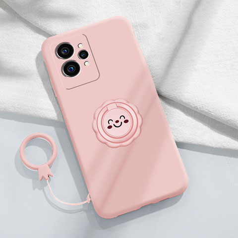 Custodia Silicone Ultra Sottile Morbida Cover con Magnetico Anello Supporto S01 per Realme GT Neo 3T 5G Rosa