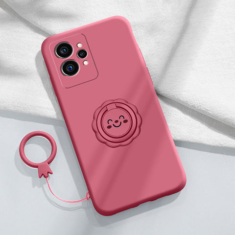 Custodia Silicone Ultra Sottile Morbida Cover con Magnetico Anello Supporto S01 per Realme GT Neo 3T 5G Rosa Caldo