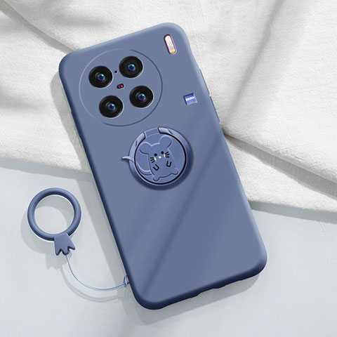 Custodia Silicone Ultra Sottile Morbida Cover con Magnetico Anello Supporto S01 per Vivo X90 Pro 5G Grigio Lavanda