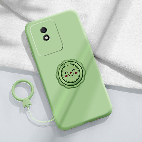 Custodia Silicone Ultra Sottile Morbida Cover con Magnetico Anello Supporto S01 per Vivo Y02A Verde