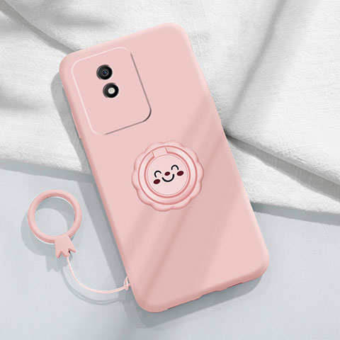 Custodia Silicone Ultra Sottile Morbida Cover con Magnetico Anello Supporto S01 per Vivo Y11 (2023) Rosa