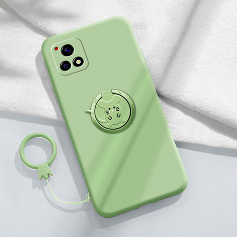 Custodia Silicone Ultra Sottile Morbida Cover con Magnetico Anello Supporto S01 per Vivo Y31s 5G Verde