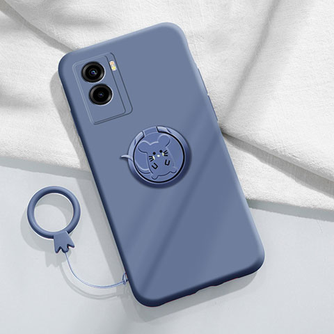 Custodia Silicone Ultra Sottile Morbida Cover con Magnetico Anello Supporto S01 per Vivo Y55s (2021) Grigio Lavanda