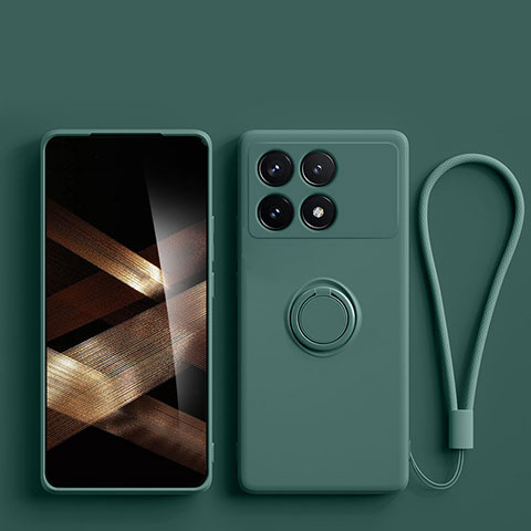 Custodia Silicone Ultra Sottile Morbida Cover con Magnetico Anello Supporto S01 per Xiaomi Redmi K70 Pro 5G Verde Notte