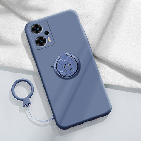 Custodia Silicone Ultra Sottile Morbida Cover con Magnetico Anello Supporto S01 per Xiaomi Redmi Note 12 Turbo 5G Grigio Lavanda