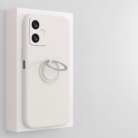 Custodia Silicone Ultra Sottile Morbida Cover con Magnetico Anello Supporto S01 per Xiaomi Redmi Note 12R Pro 5G Bianco