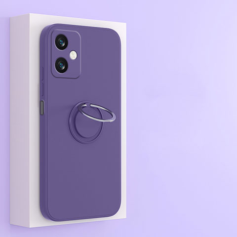 Custodia Silicone Ultra Sottile Morbida Cover con Magnetico Anello Supporto S01 per Xiaomi Redmi Note 12R Pro 5G Viola