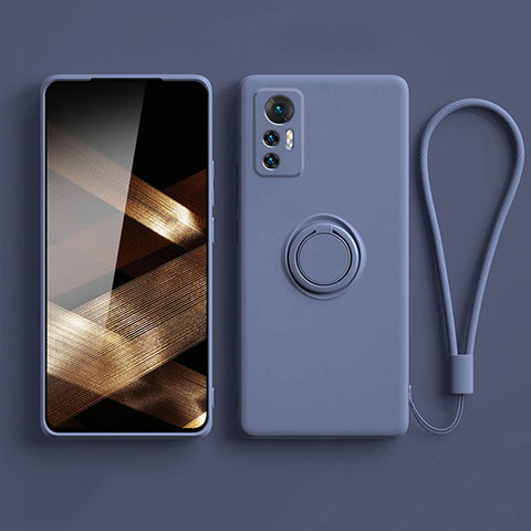 Custodia Silicone Ultra Sottile Morbida Cover con Magnetico Anello Supporto S01 per Xiaomi Redmi Note 12S Grigio Lavanda