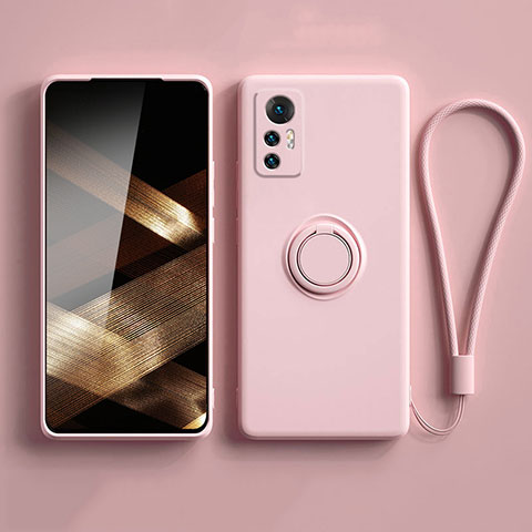 Custodia Silicone Ultra Sottile Morbida Cover con Magnetico Anello Supporto S01 per Xiaomi Redmi Note 12S Rosa