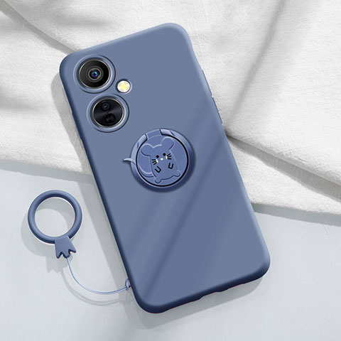 Custodia Silicone Ultra Sottile Morbida Cover con Magnetico Anello Supporto S02 per OnePlus Nord CE 3 Lite 5G Grigio Lavanda