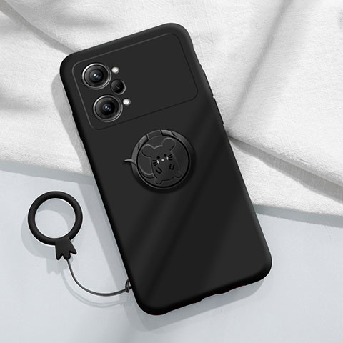 Custodia Silicone Ultra Sottile Morbida Cover con Magnetico Anello Supporto S02 per Oppo K10 Pro 5G Nero