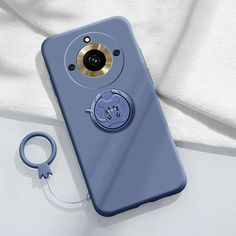 Custodia Silicone Ultra Sottile Morbida Cover con Magnetico Anello Supporto S02 per Realme 11 Pro 5G Grigio Lavanda