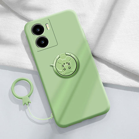 Custodia Silicone Ultra Sottile Morbida Cover con Magnetico Anello Supporto S02 per Vivo iQOO Z7 5G Verde