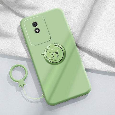 Custodia Silicone Ultra Sottile Morbida Cover con Magnetico Anello Supporto S02 per Vivo Y11 (2023) Verde