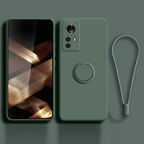 Custodia Silicone Ultra Sottile Morbida Cover con Magnetico Anello Supporto S02 per Xiaomi Redmi Note 12S Verde Notte