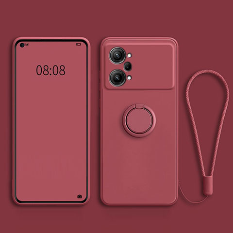 Custodia Silicone Ultra Sottile Morbida Cover con Magnetico Anello Supporto S03 per Oppo K10 Pro 5G Rosso