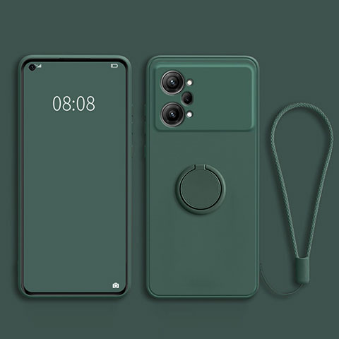 Custodia Silicone Ultra Sottile Morbida Cover con Magnetico Anello Supporto S03 per Oppo K10 Pro 5G Verde Notte