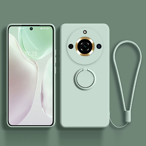 Custodia Silicone Ultra Sottile Morbida Cover con Magnetico Anello Supporto S03 per Realme 11 Pro+ Plus 5G Verde Pastello