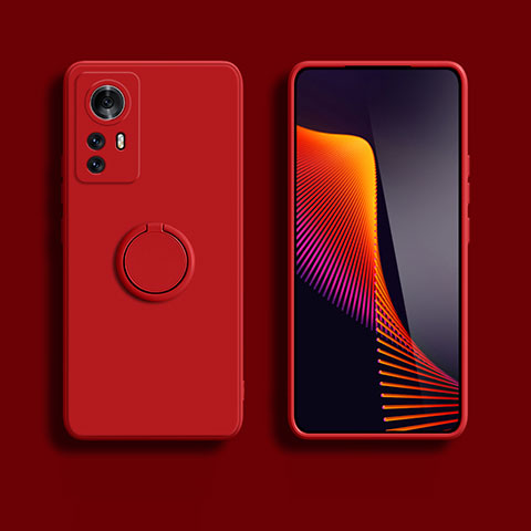 Custodia Silicone Ultra Sottile Morbida Cover con Magnetico Anello Supporto S03 per Xiaomi Redmi Note 12S Rosso