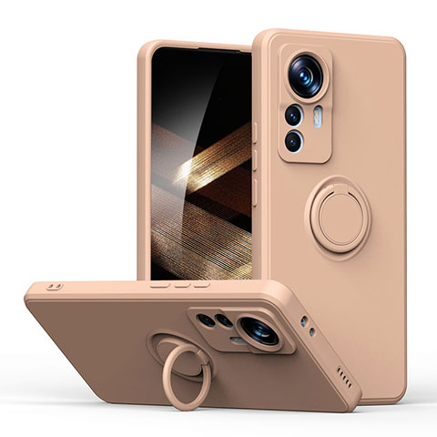 Custodia Silicone Ultra Sottile Morbida Cover con Magnetico Anello Supporto S05 per Xiaomi Redmi Note 12S Khaki