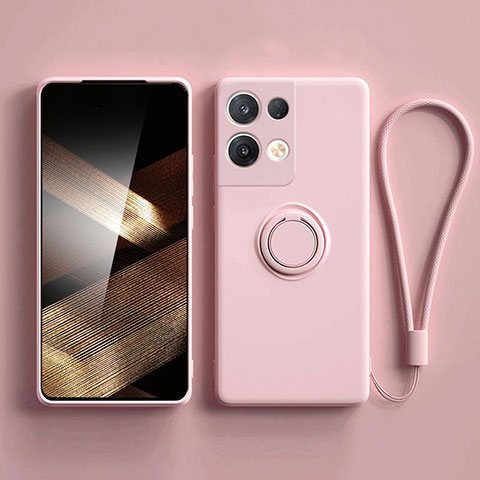 Custodia Silicone Ultra Sottile Morbida Cover con Magnetico Anello Supporto S06 per Xiaomi Redmi Note 13 Pro 5G Rosa