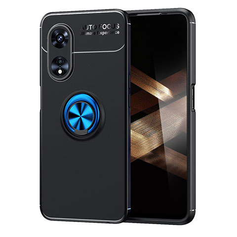 Custodia Silicone Ultra Sottile Morbida Cover con Magnetico Anello Supporto SD1 per Huawei Honor X5 Plus Blu e Nero