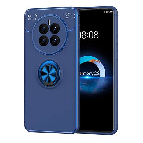 Custodia Silicone Ultra Sottile Morbida Cover con Magnetico Anello Supporto SD1 per Huawei Mate 50E Blu