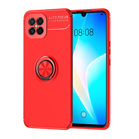 Custodia Silicone Ultra Sottile Morbida Cover con Magnetico Anello Supporto SD1 per Huawei Nova 8 SE 4G Rosso