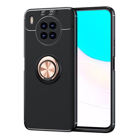 Custodia Silicone Ultra Sottile Morbida Cover con Magnetico Anello Supporto SD1 per Huawei Nova 8i Oro e Nero