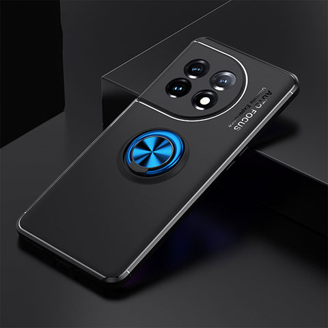 Custodia Silicone Ultra Sottile Morbida Cover con Magnetico Anello Supporto SD1 per OnePlus 11 5G Blu e Nero