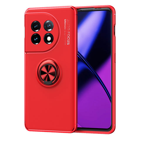 Custodia Silicone Ultra Sottile Morbida Cover con Magnetico Anello Supporto SD1 per OnePlus 11R 5G Rosso