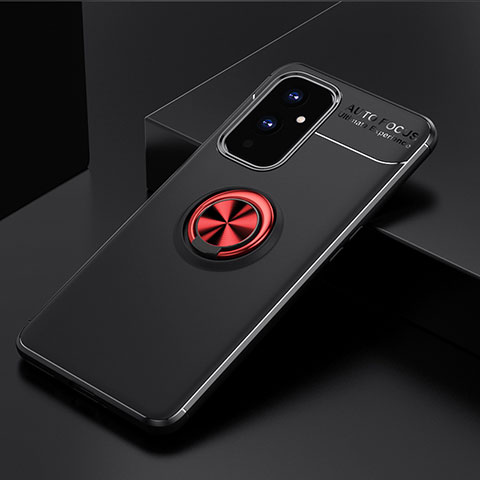 Custodia Silicone Ultra Sottile Morbida Cover con Magnetico Anello Supporto SD1 per OnePlus 9 5G Rosso e Nero