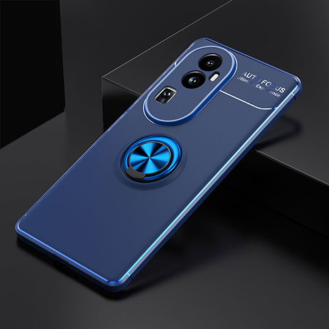 Custodia Silicone Ultra Sottile Morbida Cover con Magnetico Anello Supporto SD1 per Oppo Reno10 Pro+ Plus 5G Blu