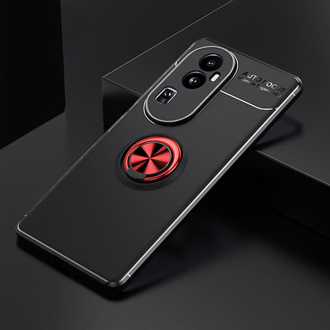 Custodia Silicone Ultra Sottile Morbida Cover con Magnetico Anello Supporto SD1 per Oppo Reno10 Pro+ Plus 5G Rosso e Nero