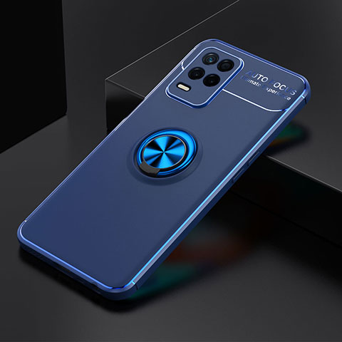 Custodia Silicone Ultra Sottile Morbida Cover con Magnetico Anello Supporto SD1 per Realme 8 5G Blu