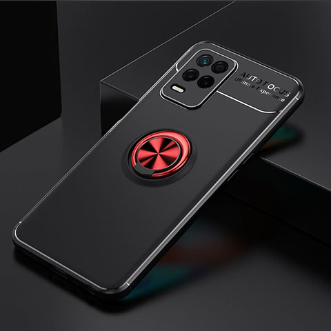 Custodia Silicone Ultra Sottile Morbida Cover con Magnetico Anello Supporto SD1 per Realme 8s 5G Rosso e Nero