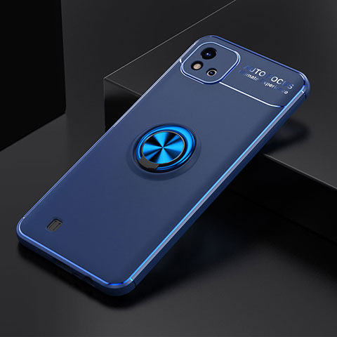 Custodia Silicone Ultra Sottile Morbida Cover con Magnetico Anello Supporto SD1 per Realme C11 (2021) Blu