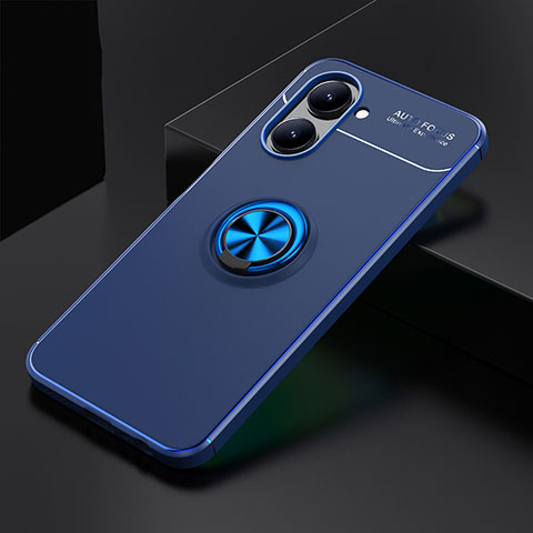 Custodia Silicone Ultra Sottile Morbida Cover con Magnetico Anello Supporto SD1 per Realme C33 (2023) Blu